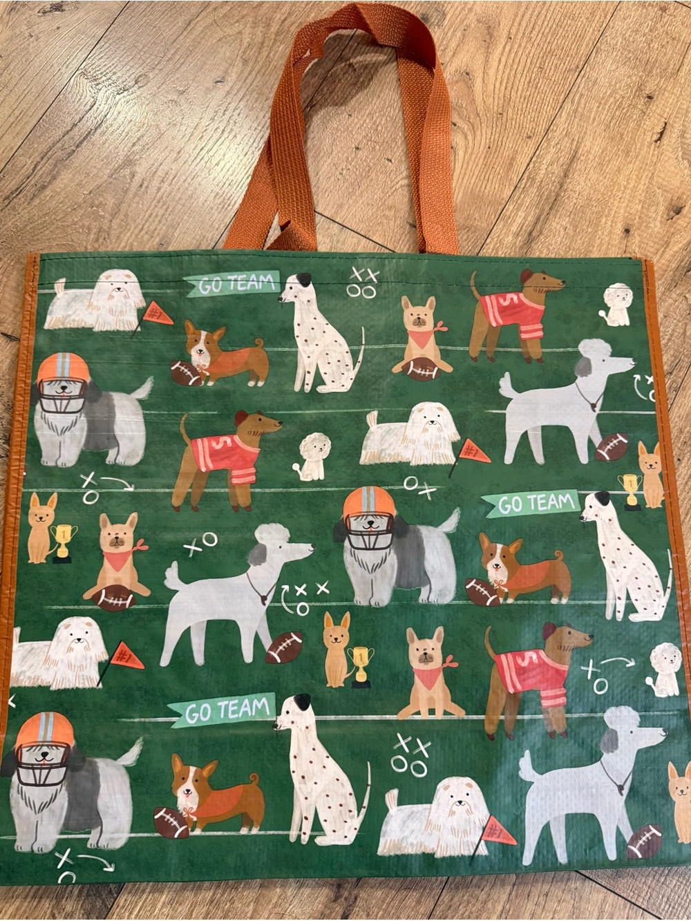 Dogs Go Team Football Marshall's Reusable🏈 Dog-Print 🐾Tote Bag Handles